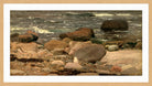 Amaldus Nielsen Print, Stenstudie, Hvaler (1872) in a light oak frame