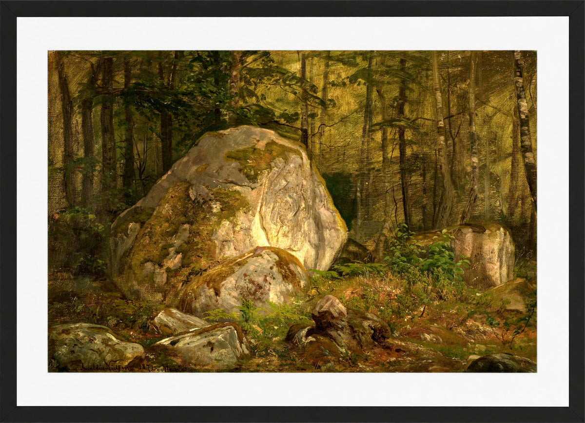 Amaldus Nielsen Print, Stenstudie, Ulvegjeldsheien (1872) in a black frame