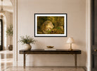 Amaldus Nielsen Print, Stenstudie, Ulvegjeldsheien (1872) displayed above a console table