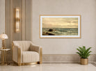 Amaldus Nielsen Print, Strandparti, Jæren (1889) displayed in an Art Deco interior