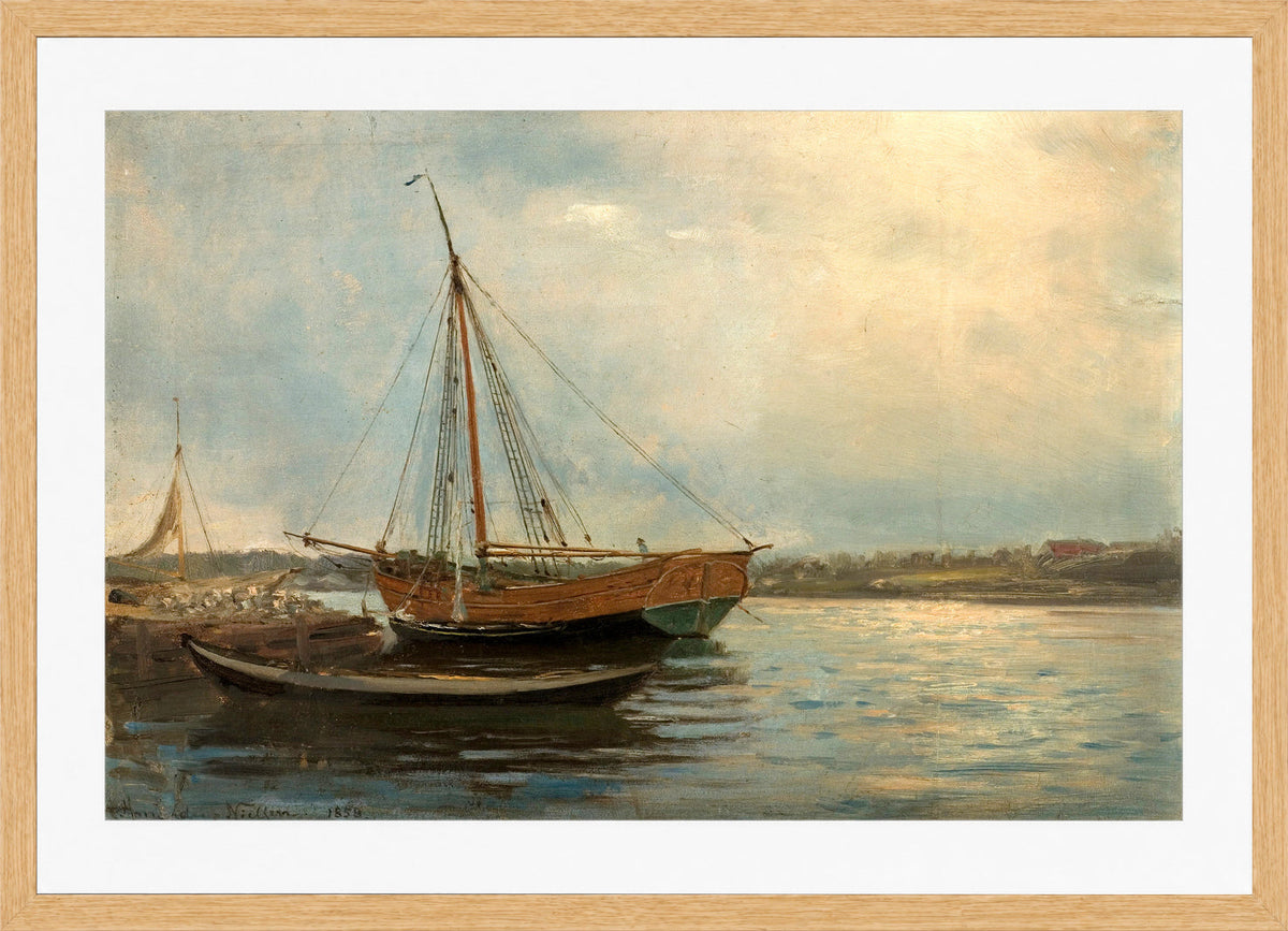 Amaldus Nielsen Print, Studie (1858) in a light oak frame