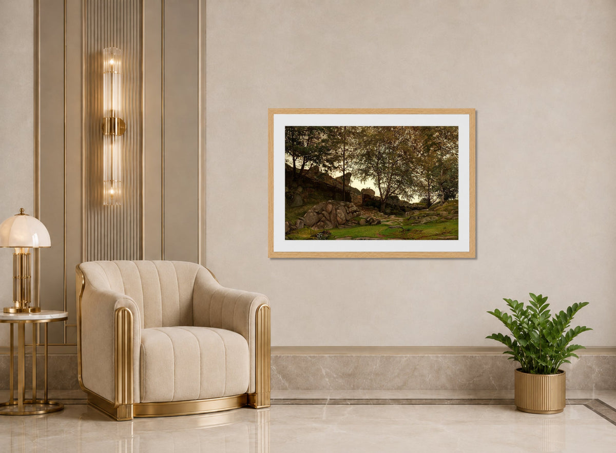 Amaldus Nielsen Print, Studie (1873) displayed in an Art Deco interior
