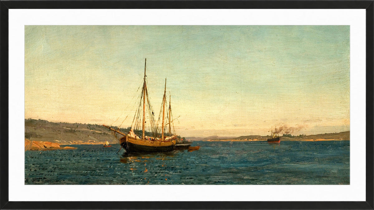 Amaldus Nielsen Print, Svenske fiskere, Hvaler (1898) in a black frame