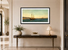 Amaldus Nielsen Print, Svenske fiskere, Hvaler (1898) displayed above a console table