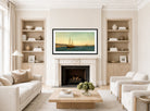 Amaldus Nielsen Print, Svenske fiskere, Hvaler (1898) displayed in a Scandinavian living room
