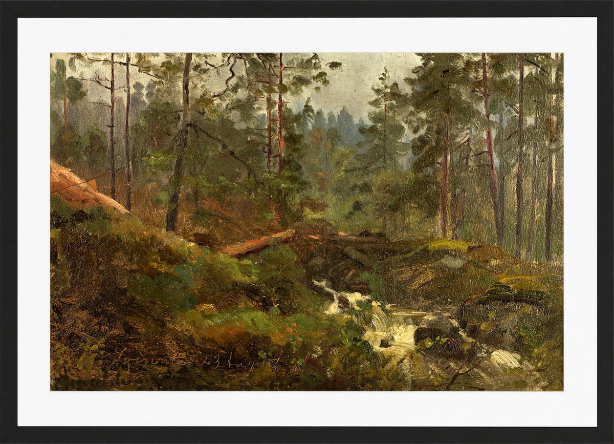 Amaldus Nielsen Print, Svinestad, Mandal (1859) in a black frame