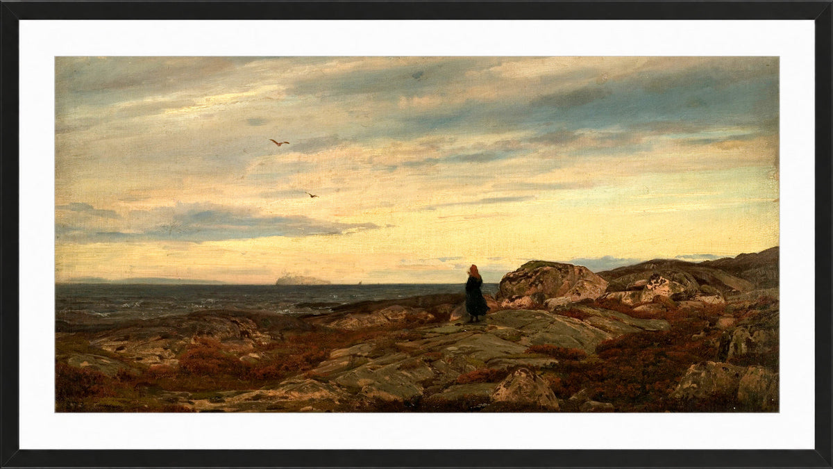 Amaldus Nielsen Print, Syd-syd-vest, Hvaler (1873) in a black frame