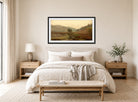 Amaldus Nielsen Print, Tåkestemning displayed above a bed