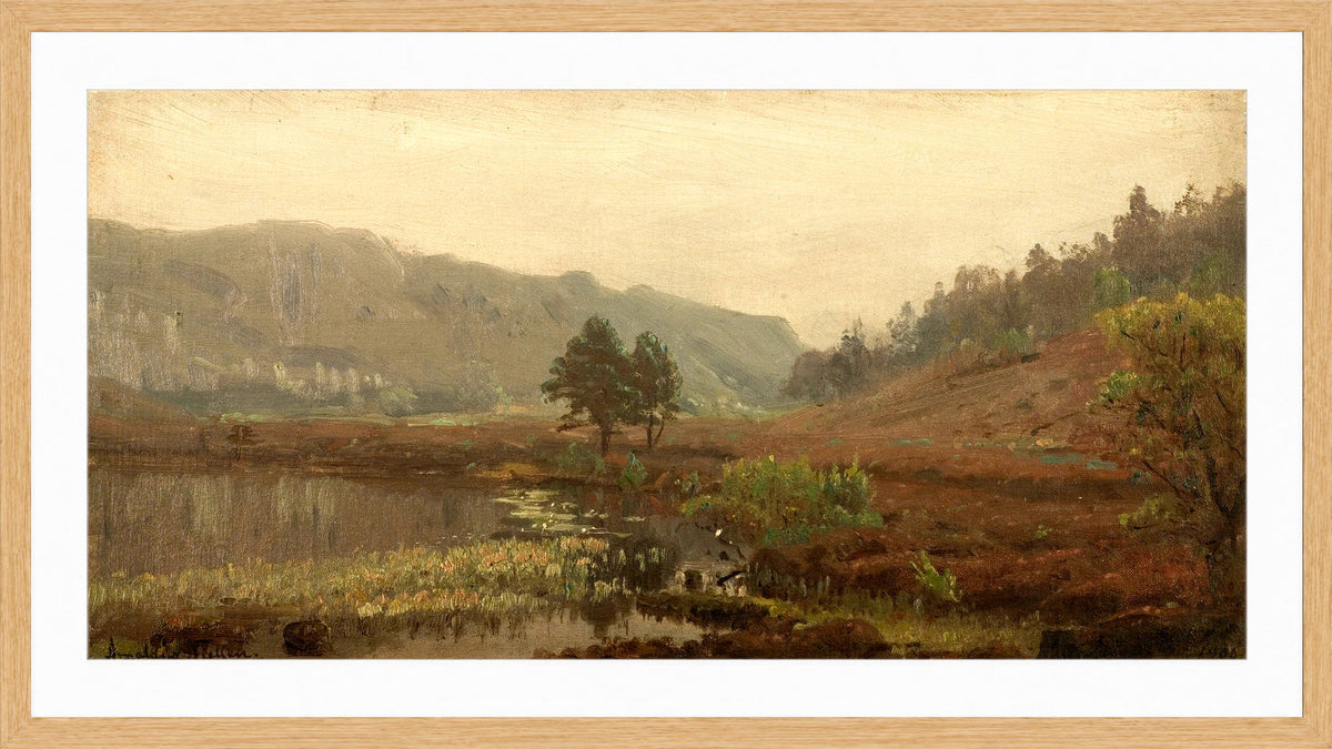 Amaldus Nielsen Print, Tåkestemning in a light oak frame