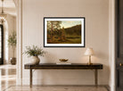 Amaldus Nielsen Print, Tjern, Levanger (1871) displayed above a console table