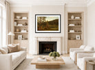 Amaldus Nielsen Print, Tjern, Levanger (1871) displayed in a Scandinavian living room