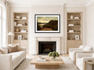 Amaldus Nielsen Print, Ulvegjelsbakken, Mandal (1863) displayed in a Scandinavian living room