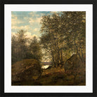Amaldus Nielsen Print, Ulvegjelskogen, Mandal (1863) in a black frame