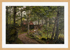 Amaldus Nielsen Print, Under trærne, Hoven ved Mandal (1908) in a light oak frame
