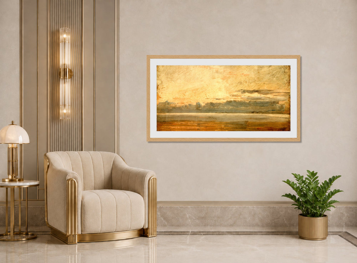 Amaldus Nielsen Print, Utenfor Hvaler (1886) displayed in an Art Deco interior