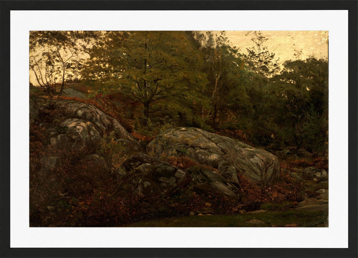 Amaldus Nielsen Print, Ved Mandal (1868) in a black frame