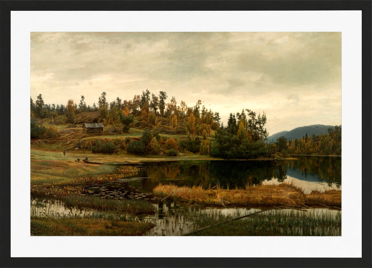 Amaldus Nielsen Print, Ved Oklungen, Porsgrund (1900) in a black frame