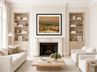 Amaldus Nielsen Print, Vinteraften fra ateliervinduet (1875) displayed in a Scandinavian living room
