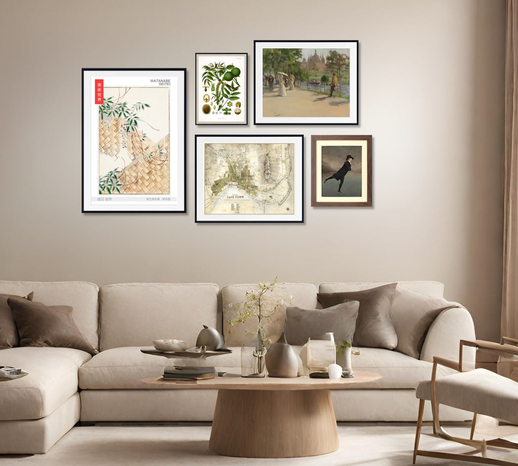 Living Room Classic Art Gallery Wall Set of 5 Framed Prints