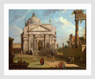 Canaletto Print, A capriccio with the church of the Redentore (1744) — white frame