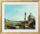 Canaletto Print, A Lock, a Column, and a Church beside a Lagoon — gold frame