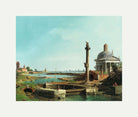 Canaletto Print, A Lock, a Column, and a Church beside a Lagoon — rolled canvas
