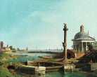 Canaletto Print, A Lock, a Column, and a Church beside a Lagoon — unframed