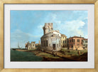 Canaletto Print, A Venetian Capriccio with an oval church by the Lagoon — gold frame