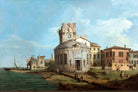 Canaletto Print, A Venetian Capriccio with an oval church by the Lagoon — unframed