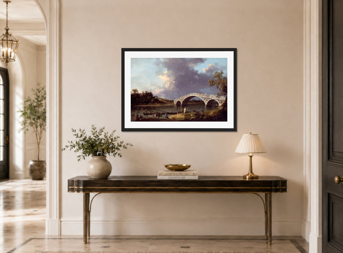 Canaletto Print, A View of Walton Bridge — hallway