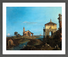 Canaletto Print, An Island in the Lagoon with a Gateway and a Church (1743–44) — dark grey frame