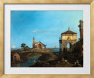 Canaletto Print, An Island in the Lagoon with a Gateway and a Church (1743–44) — gold frame