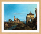 Canaletto Print, An Island in the Lagoon with a Gateway and a Church (1743–44) — oak frame