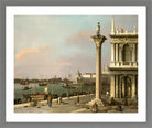 Canaletto Print, Bacino di San Marco: From the Piazzetta — light grey frame