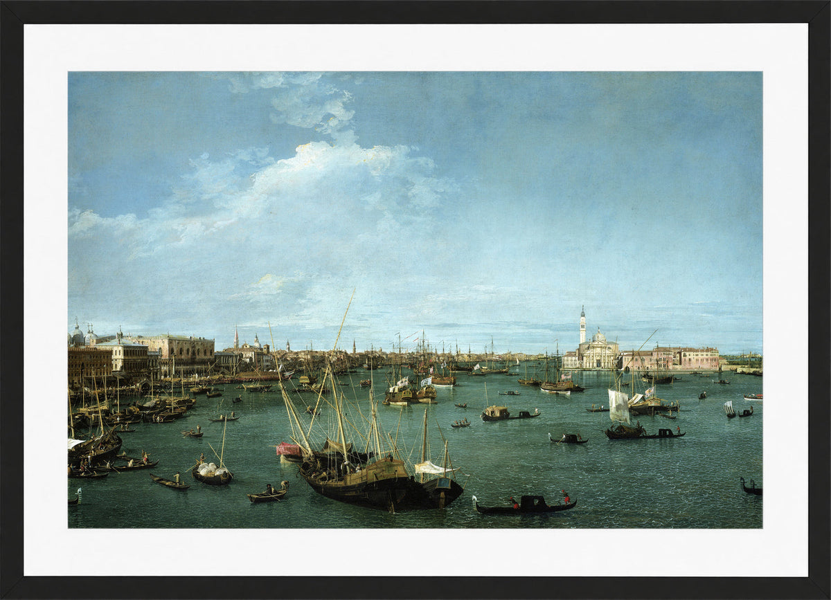 Canaletto Print, Bacino di San Marco, Venice (circa 1738) — black frame
