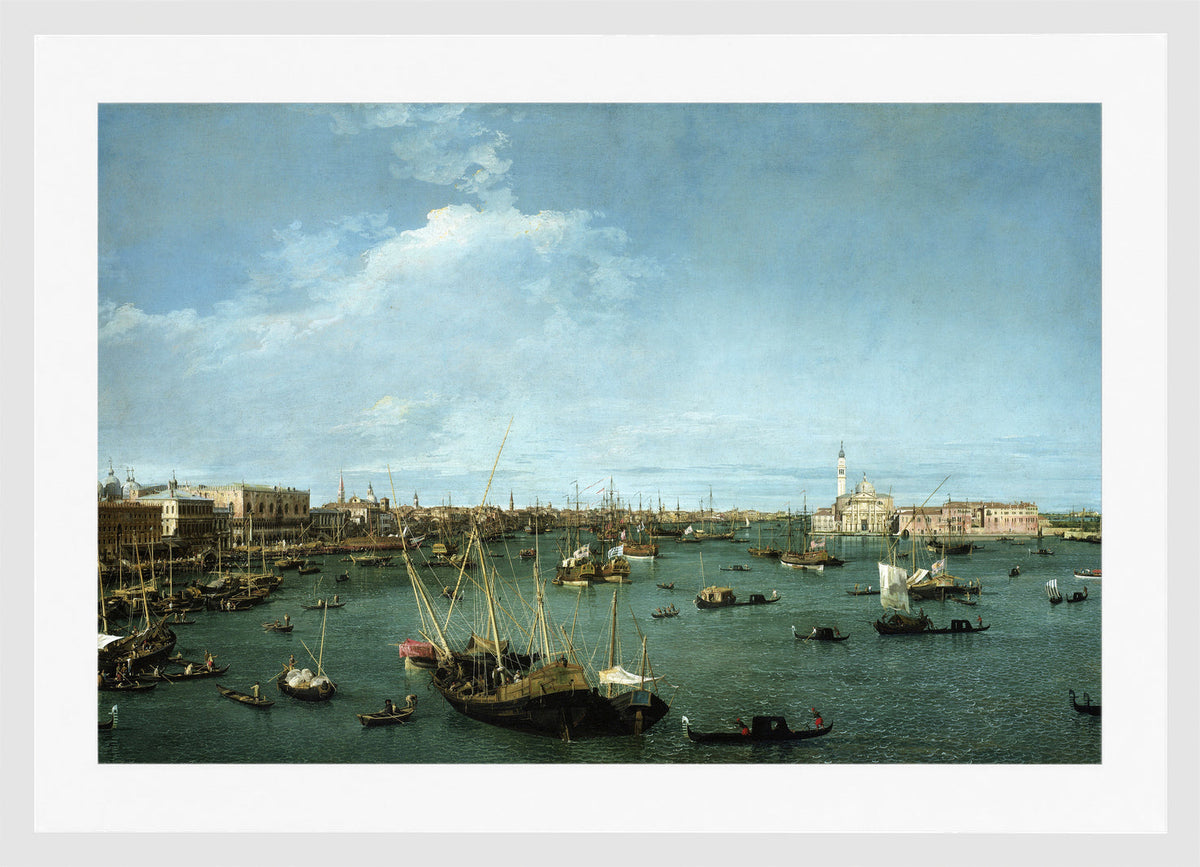 Canaletto Print, Bacino di San Marco, Venice (circa 1738) — white frame