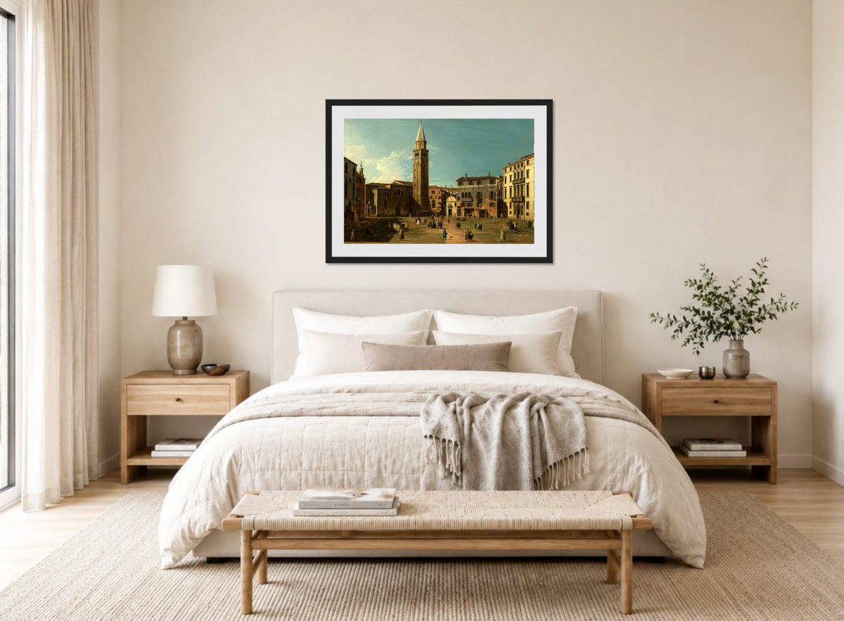 Canaletto Print, Campo Sant’Angelo, Venice (1730s) — bedroom
