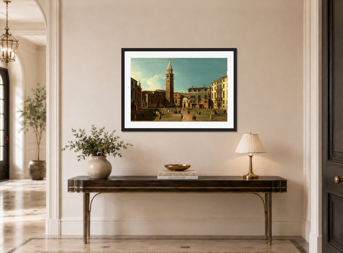 Canaletto Print, Campo Sant’Angelo, Venice (1730s) — hallway