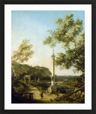 Canaletto Print, English Landscape Capriccio with a Column (c. 1754) — black frame