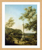 Canaletto Print, English Landscape Capriccio with a Column (c. 1754) — oak frame