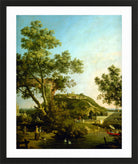 Canaletto Print, English Landscape Capriccio with a Palace (c. 1754) — black frame