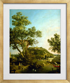 Canaletto Print, English Landscape Capriccio with a Palace (c. 1754) — gold frame