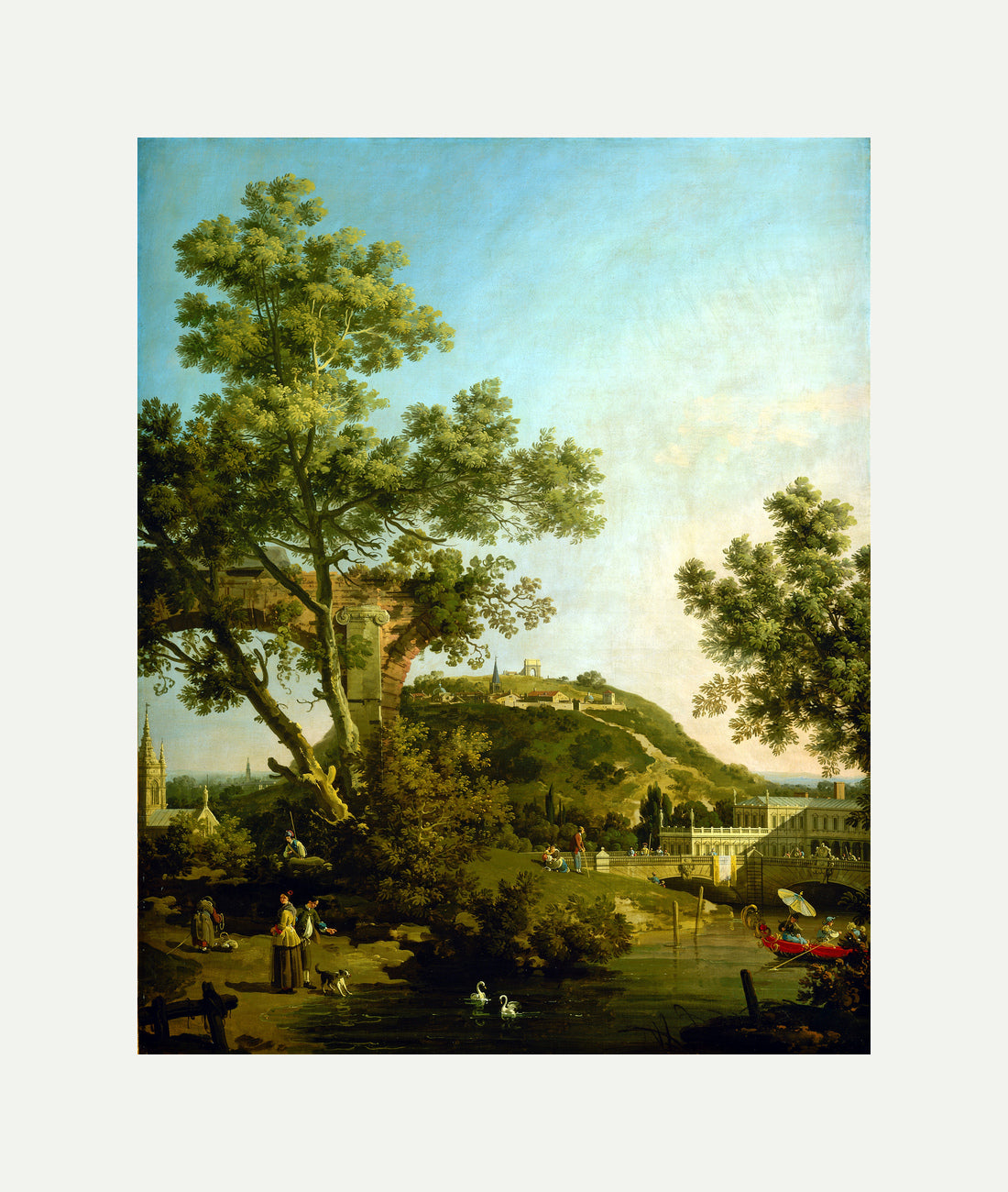Canaletto Print, English Landscape Capriccio with a Palace (c. 1754) — rolled canvas