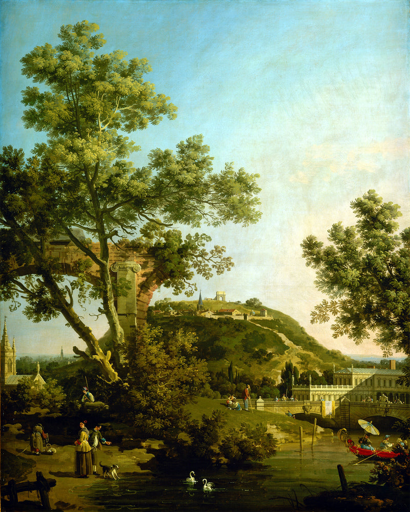 Canaletto Print, English Landscape Capriccio with a Palace (c. 1754) — unframed