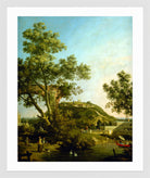 Canaletto Print, English Landscape Capriccio with a Palace (c. 1754) — white frame