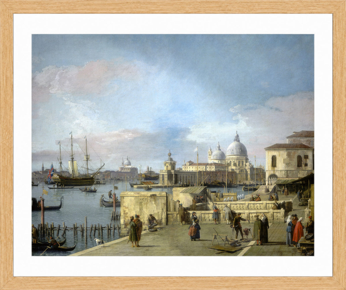 Canaletto Print, Entrance to the Grand Canal from the Molo, Venice (1742-1744) — oak frame