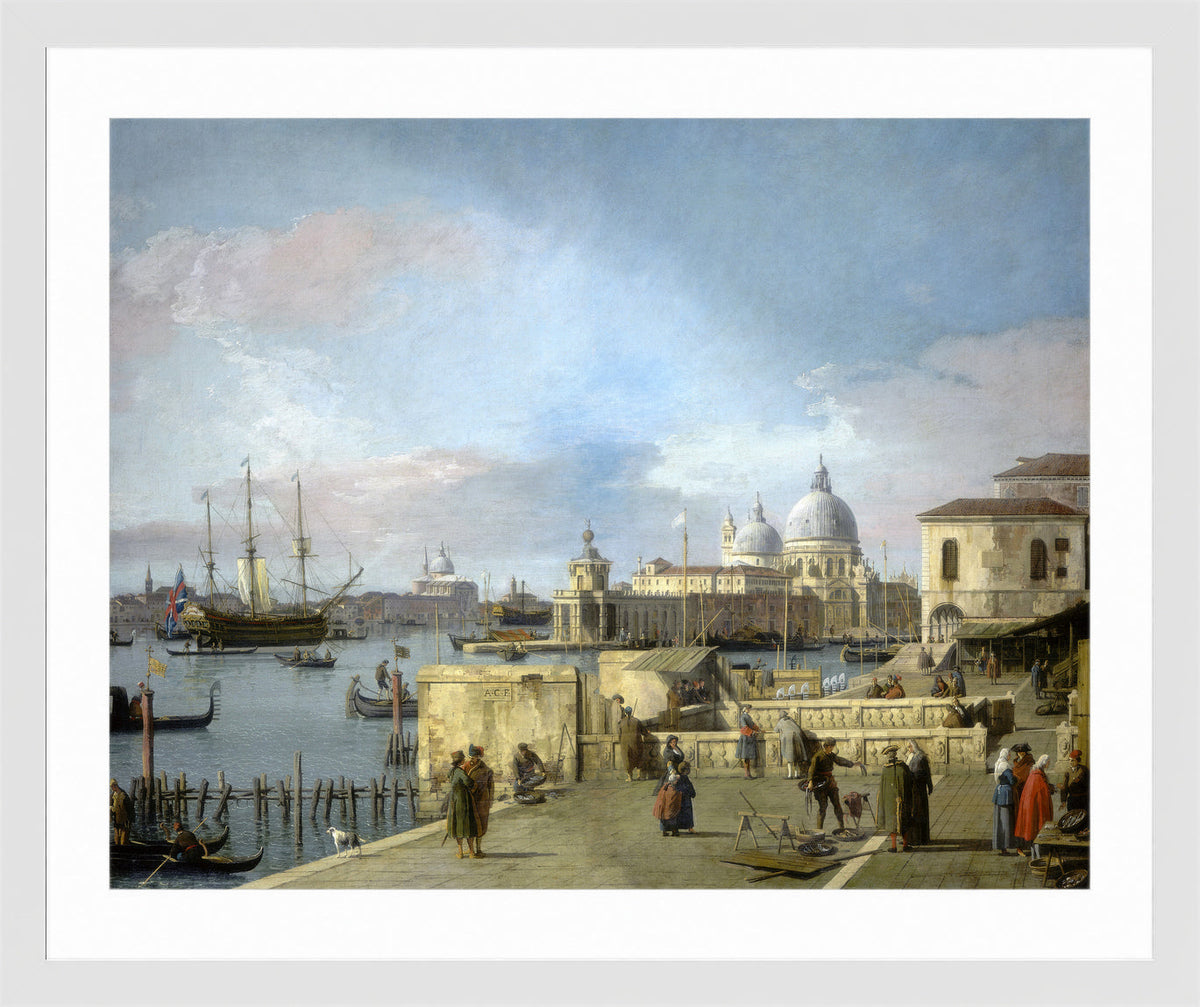 Canaletto Print, Entrance to the Grand Canal from the Molo, Venice (1742-1744) — white frame