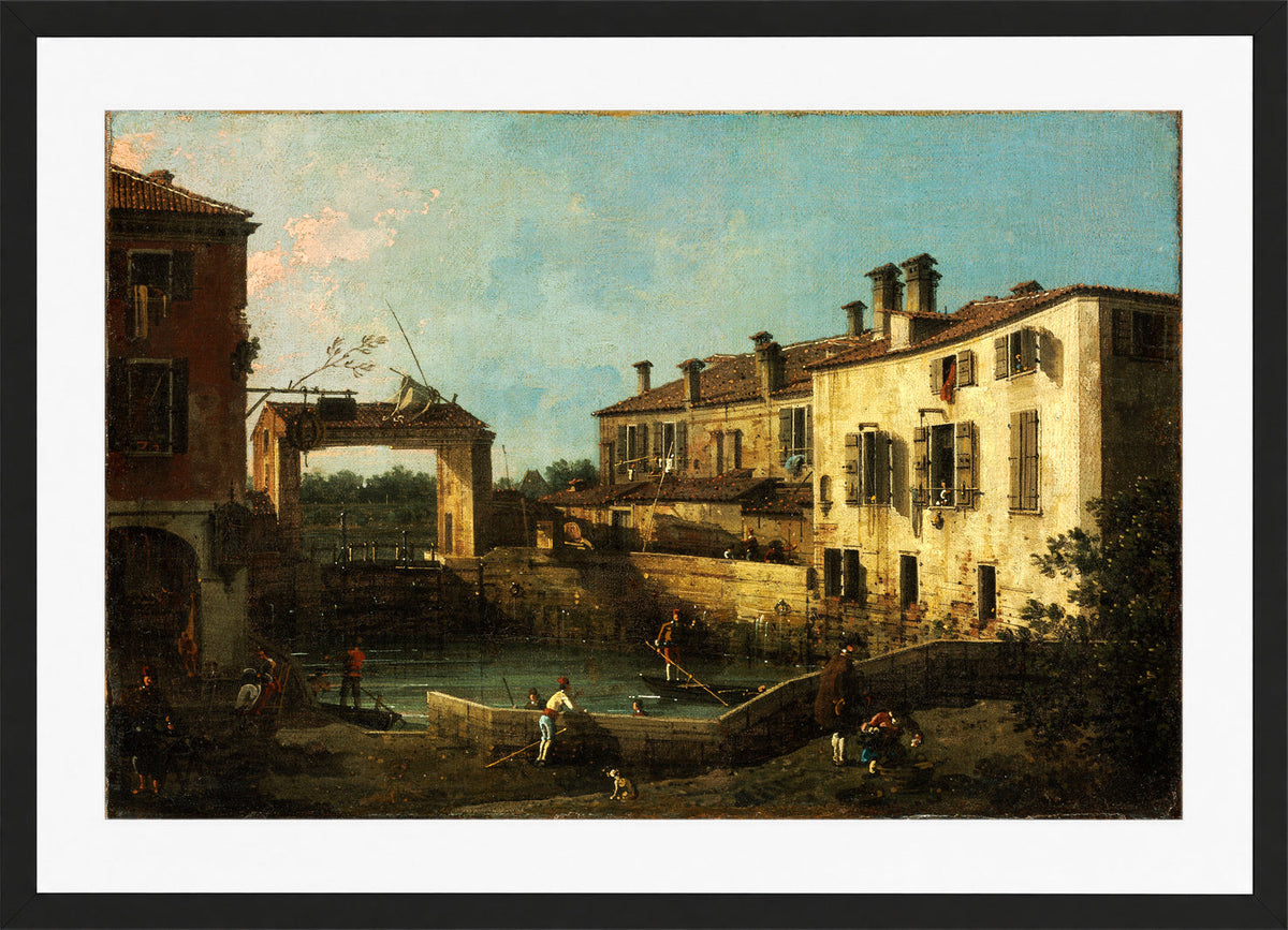 Canaletto Print, Lock near Dolo — black frame