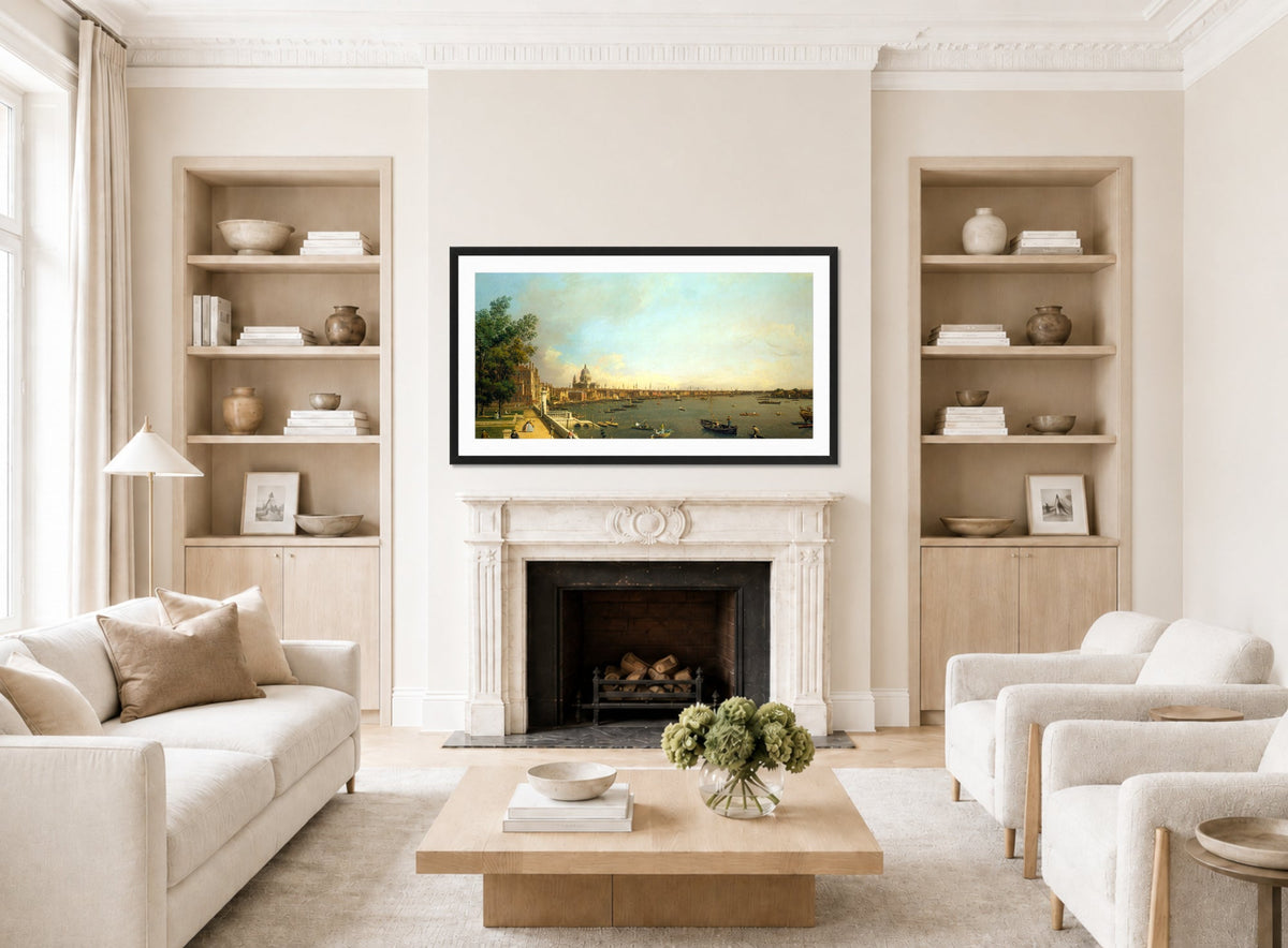 Canaletto Print, London: The Thames from Somerset House Terrace towards the City — living room roomset
