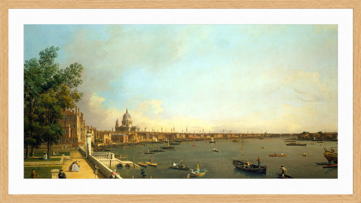 Canaletto Print, London: The Thames from Somerset House Terrace towards the City — oak frame
